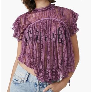 Free People Lucea Lace Tie Top XS